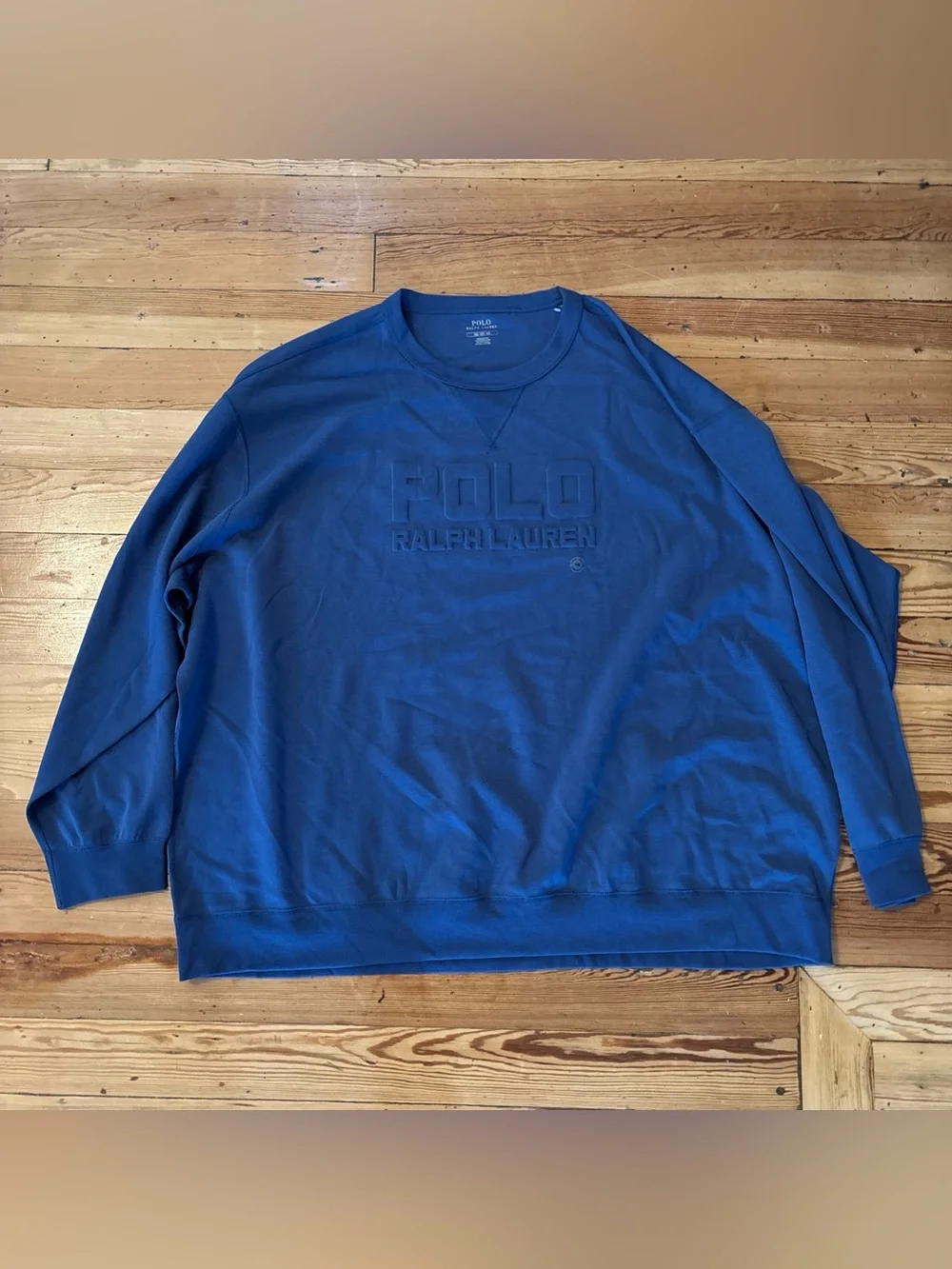 Logo-Embossed Double-Knit Sweatshirt 5XB NWOT Polo Ralph Lauren Light Navy